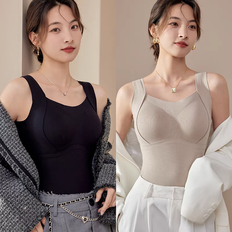 Women's Thermal Tank Tops With Built-In Support Bra Comfortable Fit