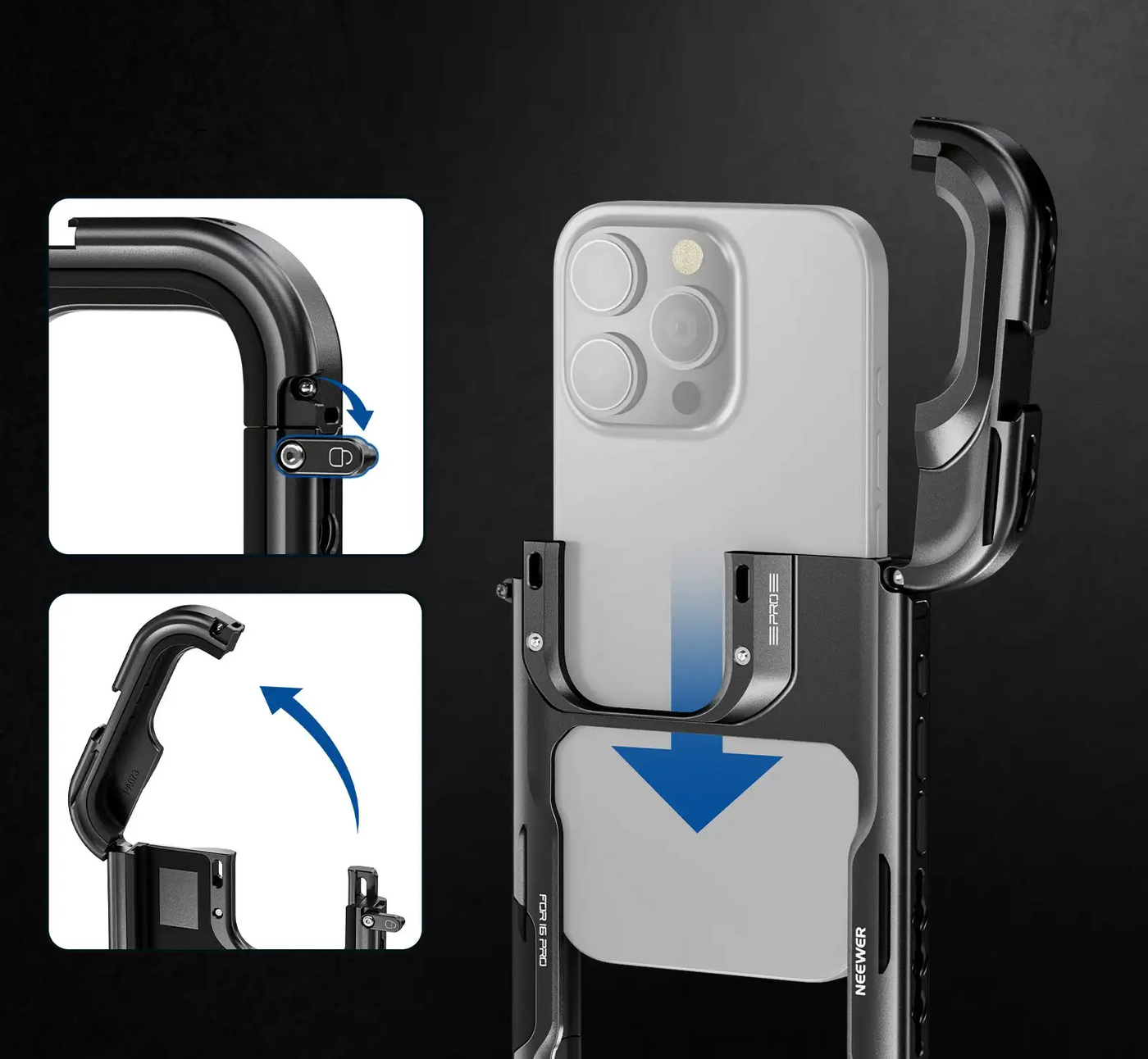 Phone Cage Video Rig With Dual Handles For IPhone 15 Pro Filmmaking
