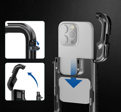 Phone Cage Video Rig With Dual Handles For IPhone 15 Pro Filmmaking
