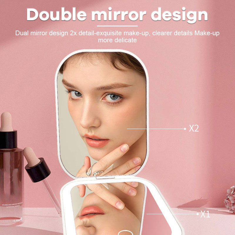 LED Makeup Mirror With 2x Magnification And Adjustable Light