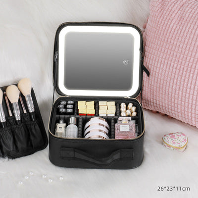 Large Capacity LED Lighted Cosmetic Bag For Travel And Home Use