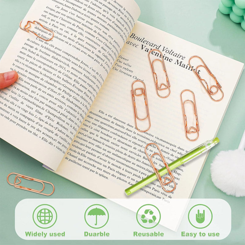 Metal Heart Pen Clip Multifunctional Stylish Office Accessory
