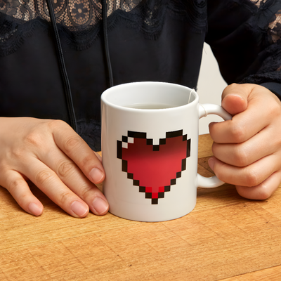 Minecraft Mug Heart Design Ceramic Coffee Cup Gift