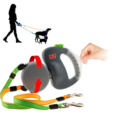 Double Dog Walking Leash Adjustable Hands Free Durable Trainer Lead