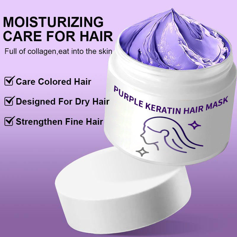 Purple Keratin Hair Mask Neutralizes Brass Tones For Blonde Silver Hair