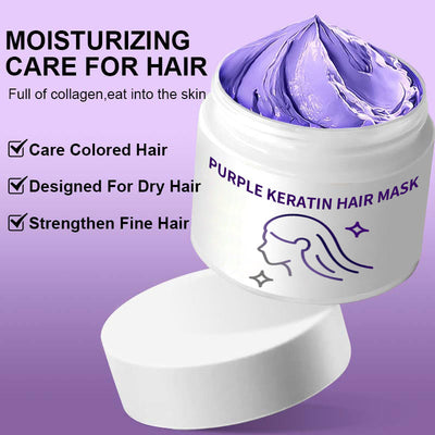 Purple Keratin Hair Mask Neutralizes Brass Tones For Blonde Silver Hair