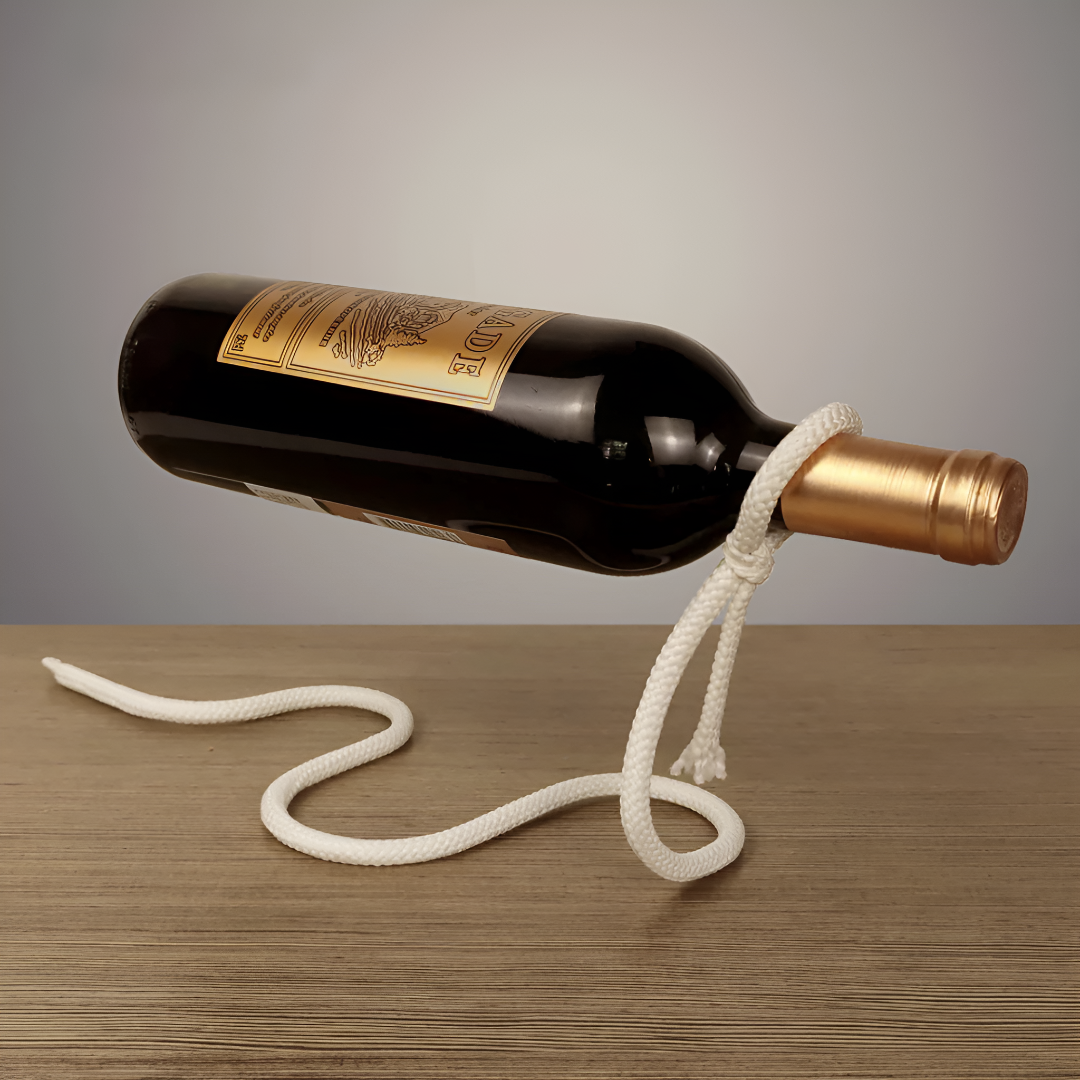 Floating Rope Wine Holder Rustic Wall Mounted Bottle Display