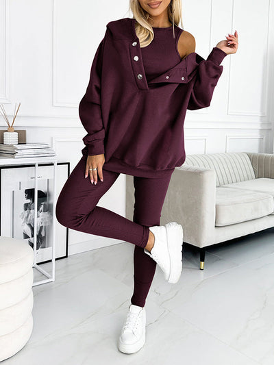 Hooded Sweatshirt Suit Casual Comfortable Stylish Outfit Set