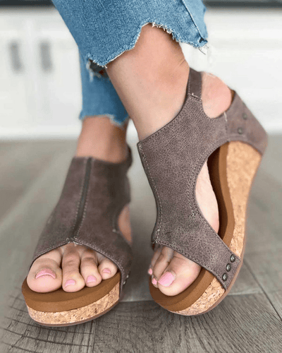 Women’s Orthopedic Leather Wedge Sandals Comfortable Platform Shoes