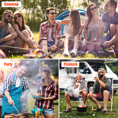 Telescoping Roasting Sticks Stainless Steel BBQ Skewers Set