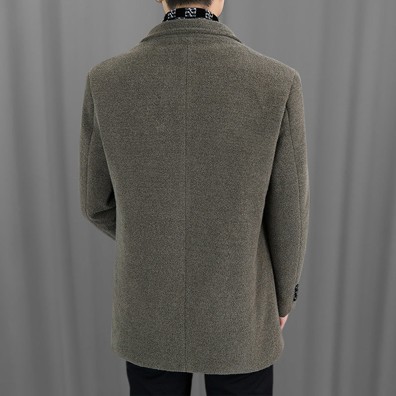 Men’s Tweed Jacket With Warm White Duck Down Lining Winter Coat