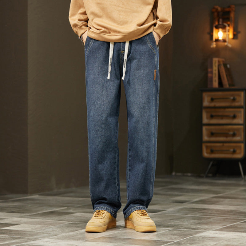Men's Loose Straight Jeans Comfortable Durable Casual Denim Pants