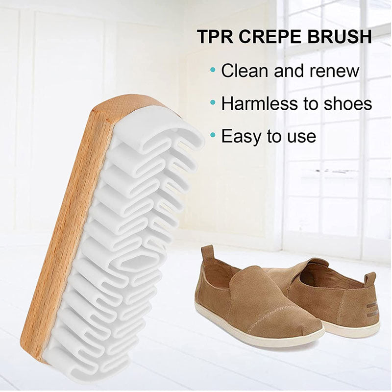 Natural Crepe Wood Brush For Suede Nubuck Leather Shoe Care