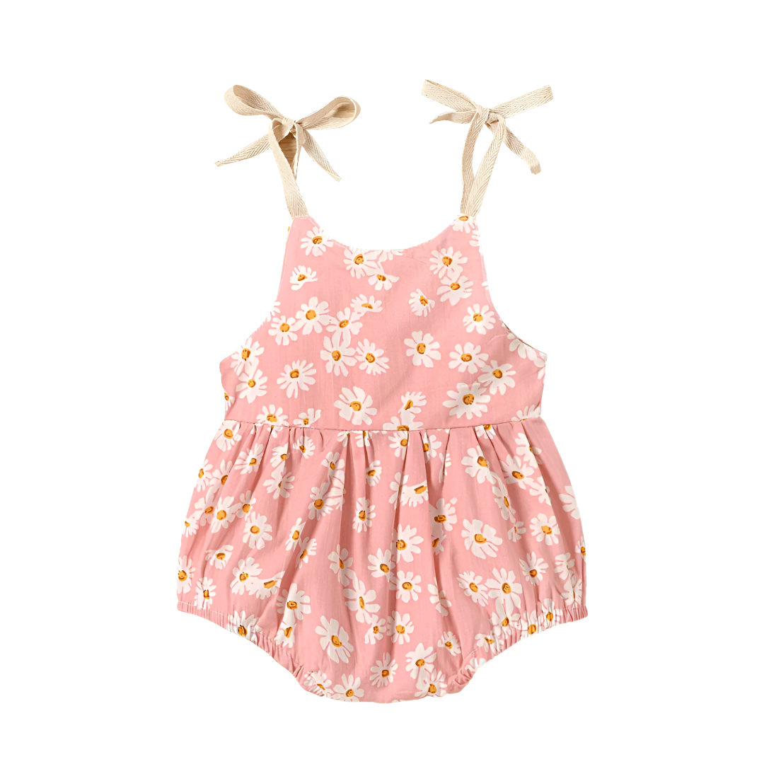 Baby Girl Cotton Romper Soft Floral Print Summer Outfit