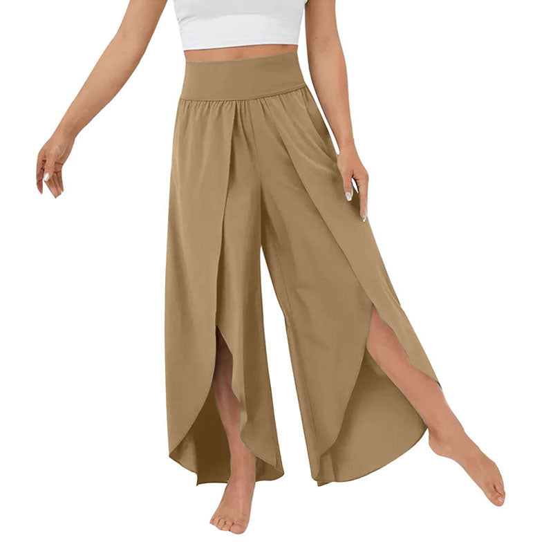 High Waisted Wide Leg Pants Split Casual Quick Dry Design