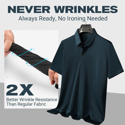 Men’s Casual Lapel T-shirt Wrinkle-Free Breathable Summer Tee