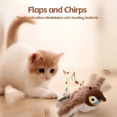 Interactive Cat Toy Flapping Chirping Bird For Play