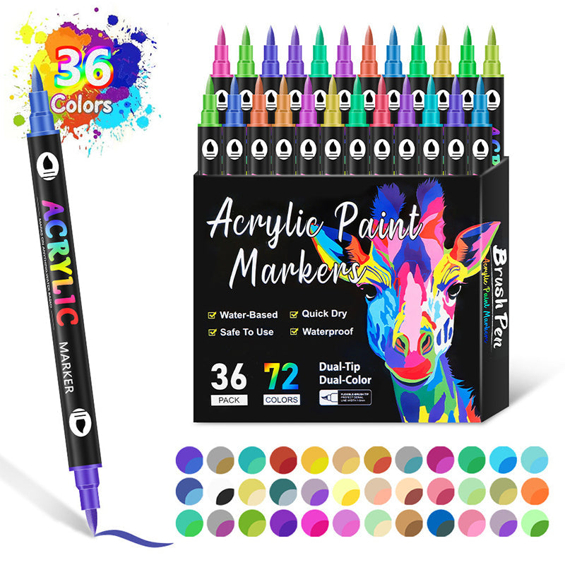 Dual Tip Acrylic Paint Marker Pen For Art And Crafts