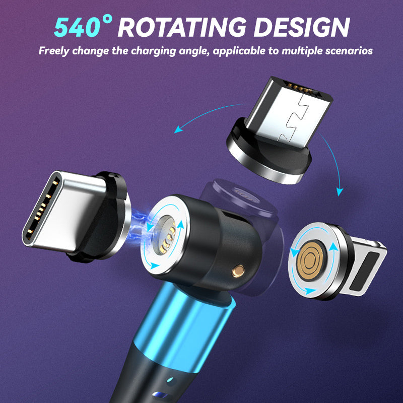 3-in-1 Magnetic Charging Cable Rotating Streamer Data Cable