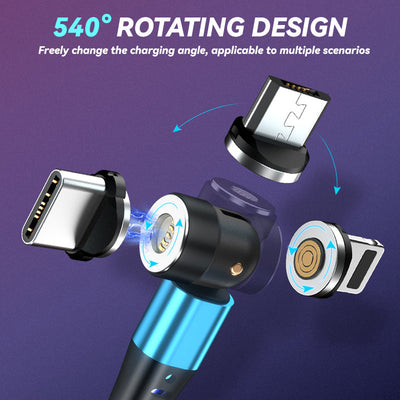 3-in-1 Magnetic Charging Cable Rotating Streamer Data Cable