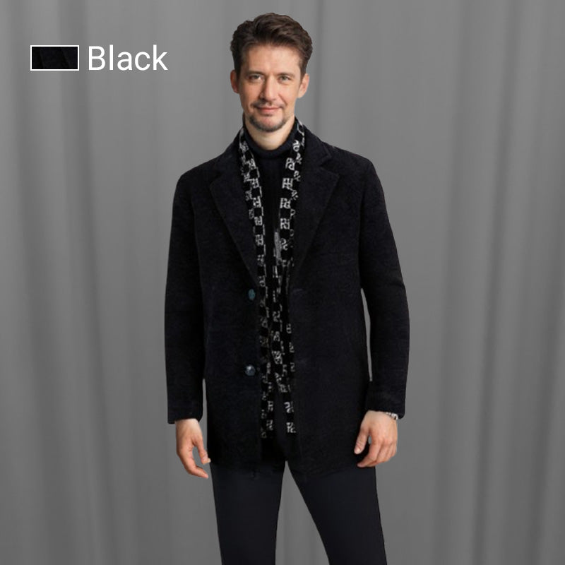 Men’s Tweed Jacket With Warm White Duck Down Lining Winter Coat