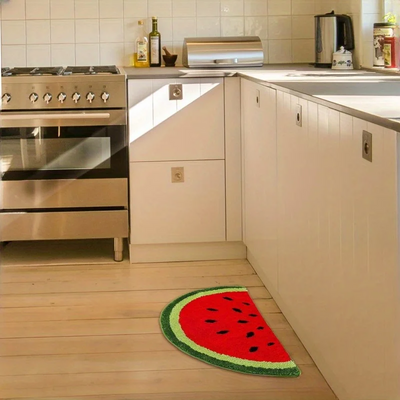 Fruit Pattern Door Rug Half Round Absorbent Non Slip Mat For Home