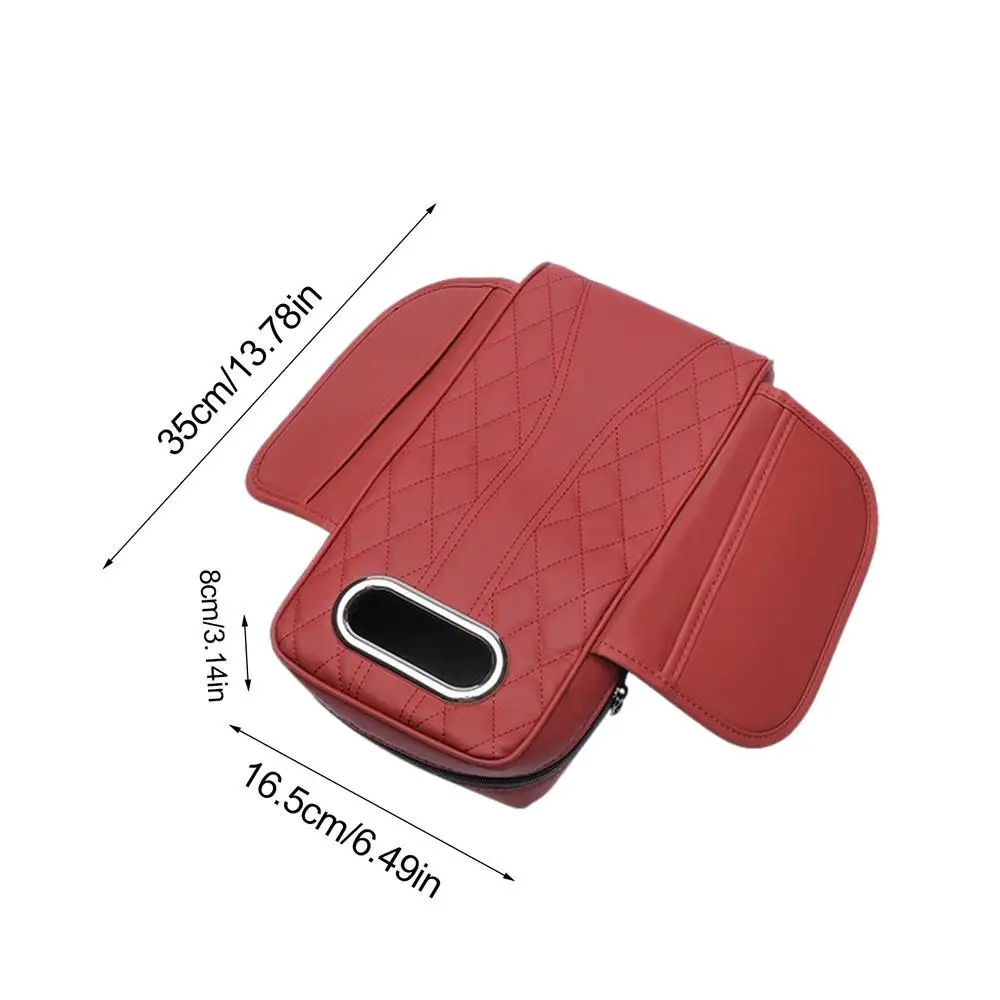 Car Armrest Cushion Memory Foam With Tissue Box And Storage Pockets