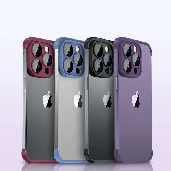 Frameless Bumper Phone Case With Glass Lens Protector Shockproof Cover