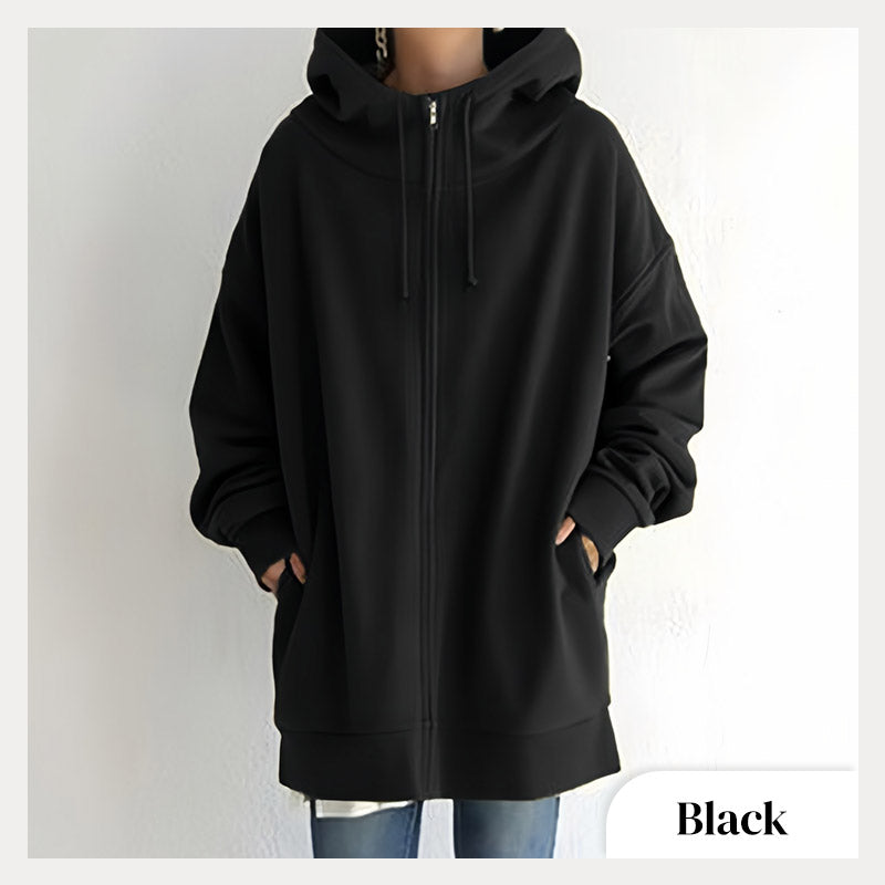 Women's Hooded Sweater Zippered Autumn Winter Warm Pullover