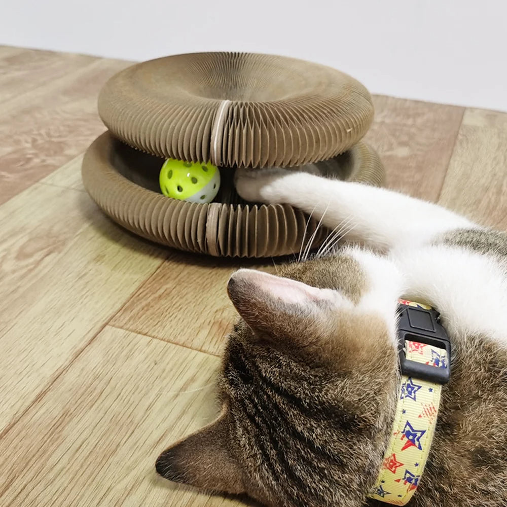 Foldable Cat Scratch Board With Bell Interactive Toy For Cats