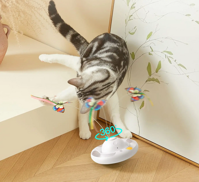 Interactive Cat Toy Butterfly With 3-Speed Motion And Ball For Kittens