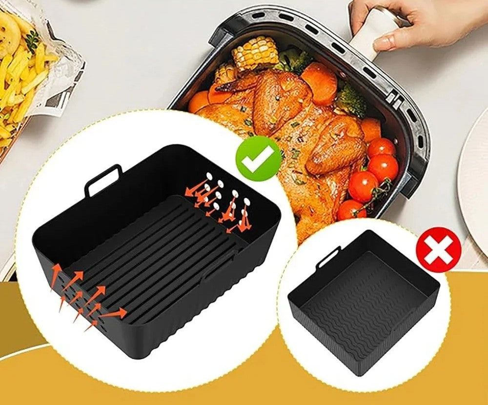 Reusable Silicone Air Fryer Liners 2-Pack Non Stick Baking Tray For Ninja XL