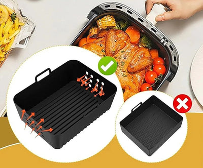Reusable Silicone Air Fryer Liners 2-Pack Non Stick Baking Tray For Ninja XL