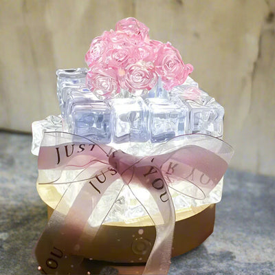 DIY Rose LED Night Light Handmade Tulip Lamp Mirror Decor Gift
