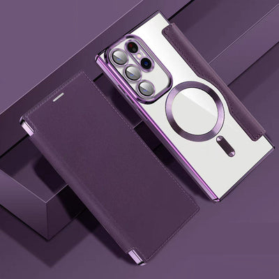 Leather Flip Phone Case For Samsung With Textured Design