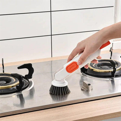 Dish Brush With Soap Dispenser Long Handle And Two Replacement Heads