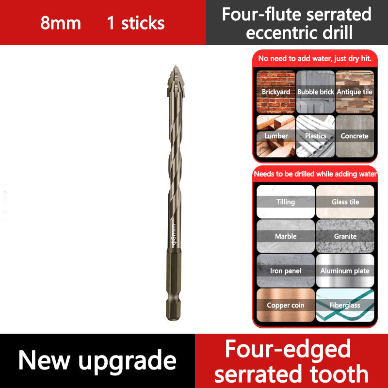 4-Flute Serrated Eccentric Drill Bit Kit Durable Precision Set