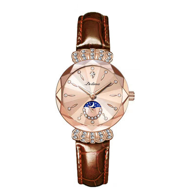 Diamond Moon Star Watch For Women Elegant Stylish Jewelry Timepiece