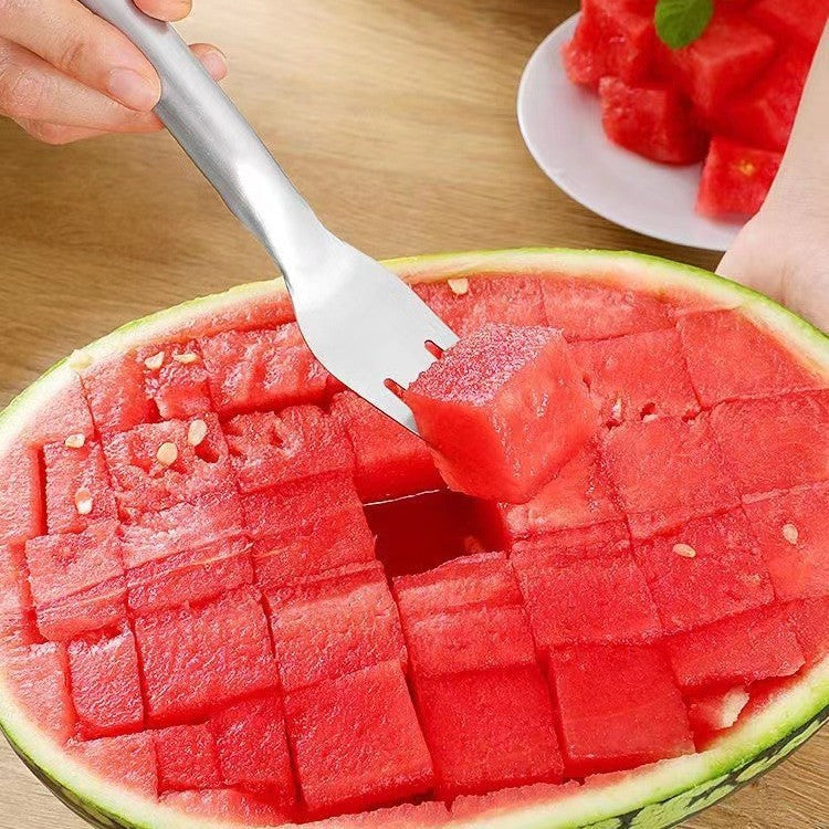 2 In 1 Watermelon Slicer Cutter Stainless Steel Fruit Fork Divider
