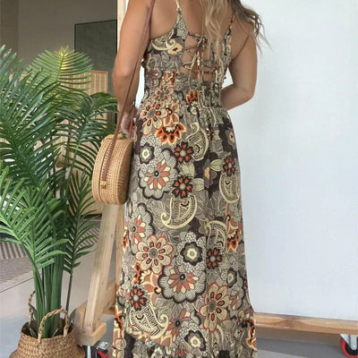 Women's Floral Spaghetti Strap Maxi Dress Long Elegant Summer Dress