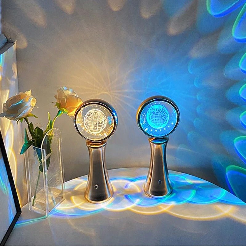 Crystal Globe Night Light Rechargeable 3D Decorative Bedroom Lamp