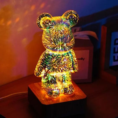 Fireworks Bear 3D LED Desk Lamp For Kids Room Nursery Office
