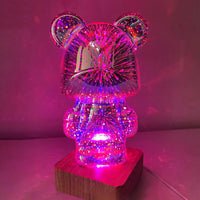 Fireworks Bear 3D LED Desk Lamp For Kids Room Nursery Office