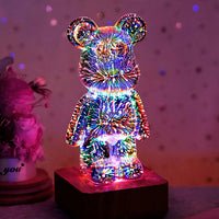 Fireworks Bear 3D LED Desk Lamp For Kids Room Nursery Office
