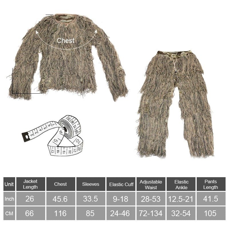 Hunting Ghillie Suit 3D Camouflage Sniper Outdoor Apparel