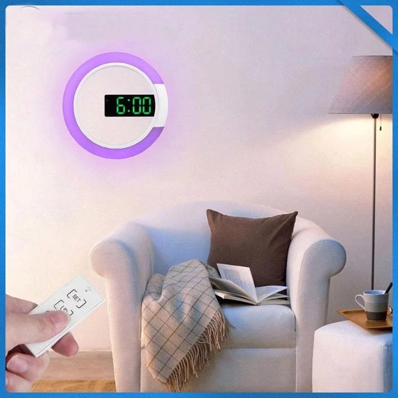 LED Mirror Wall Clock Digital 3D Display USB Powered Remote Control