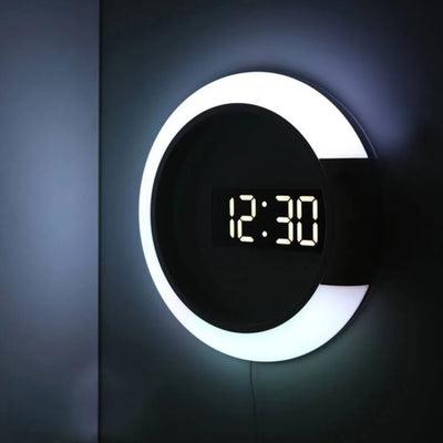 LED Mirror Wall Clock Digital 3D Display USB Powered Remote Control