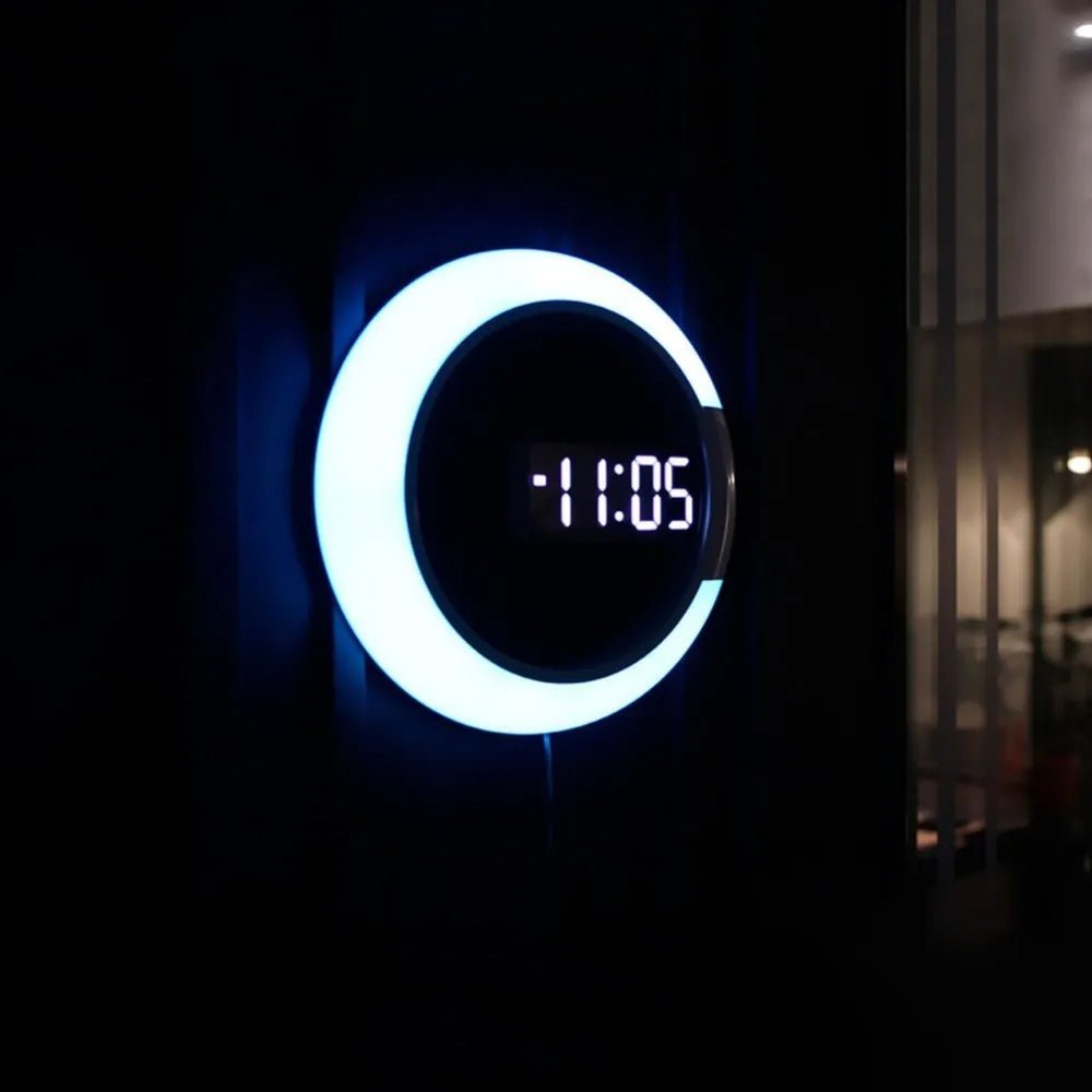 LED Mirror Wall Clock Digital 3D Display USB Powered Remote Control