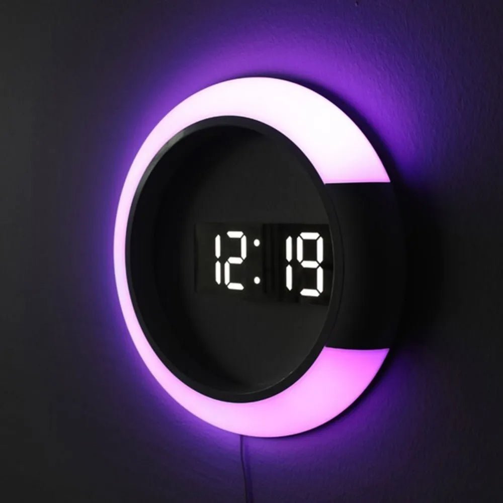 LED Mirror Wall Clock Digital 3D Display USB Powered Remote Control