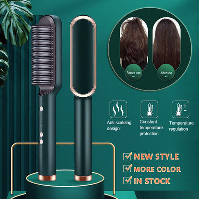 2 In 1 Hair Straightener Hot Comb Curling Tong Electric Brush
